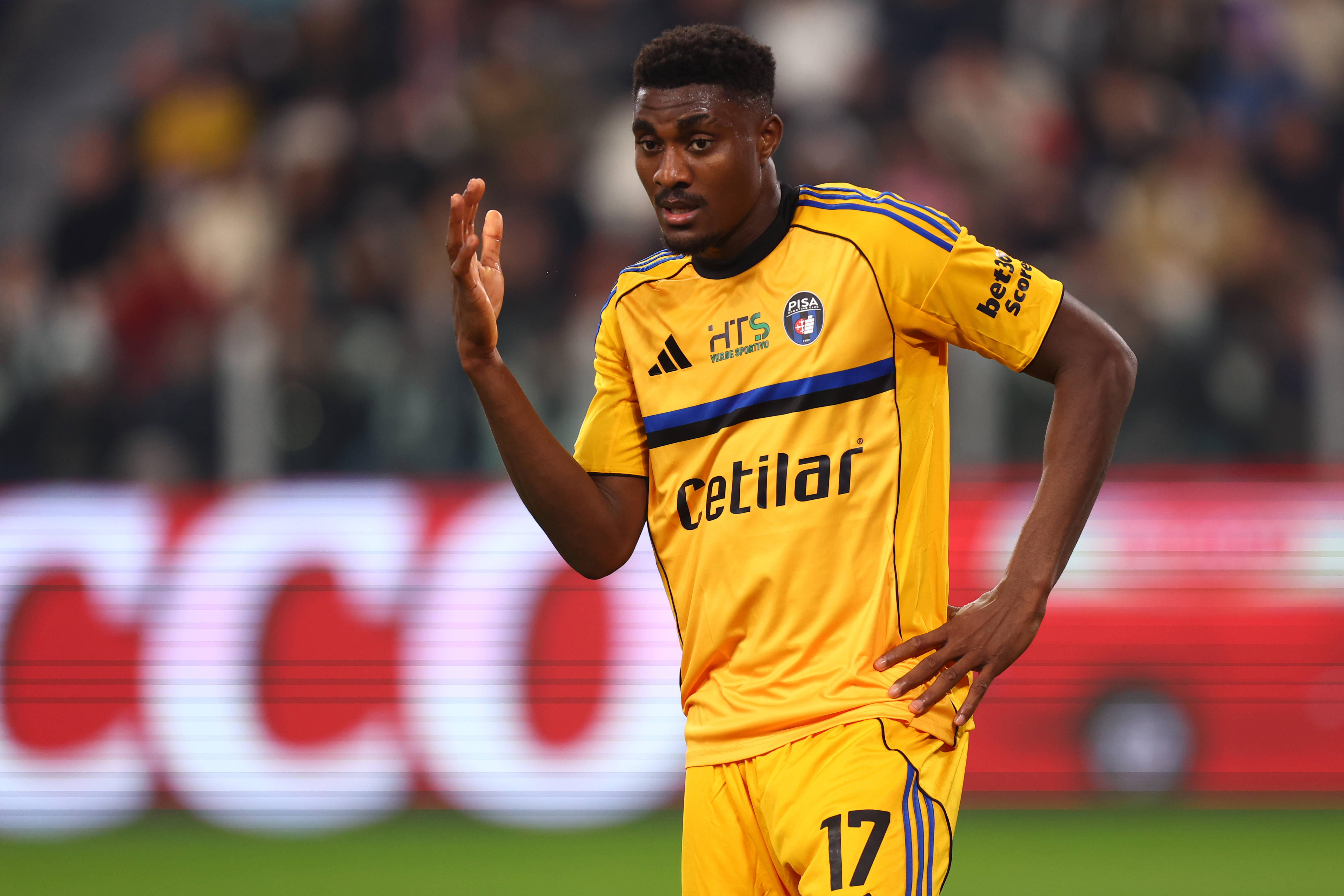 Rafiu Durosinmi of Pisa Sc looks on