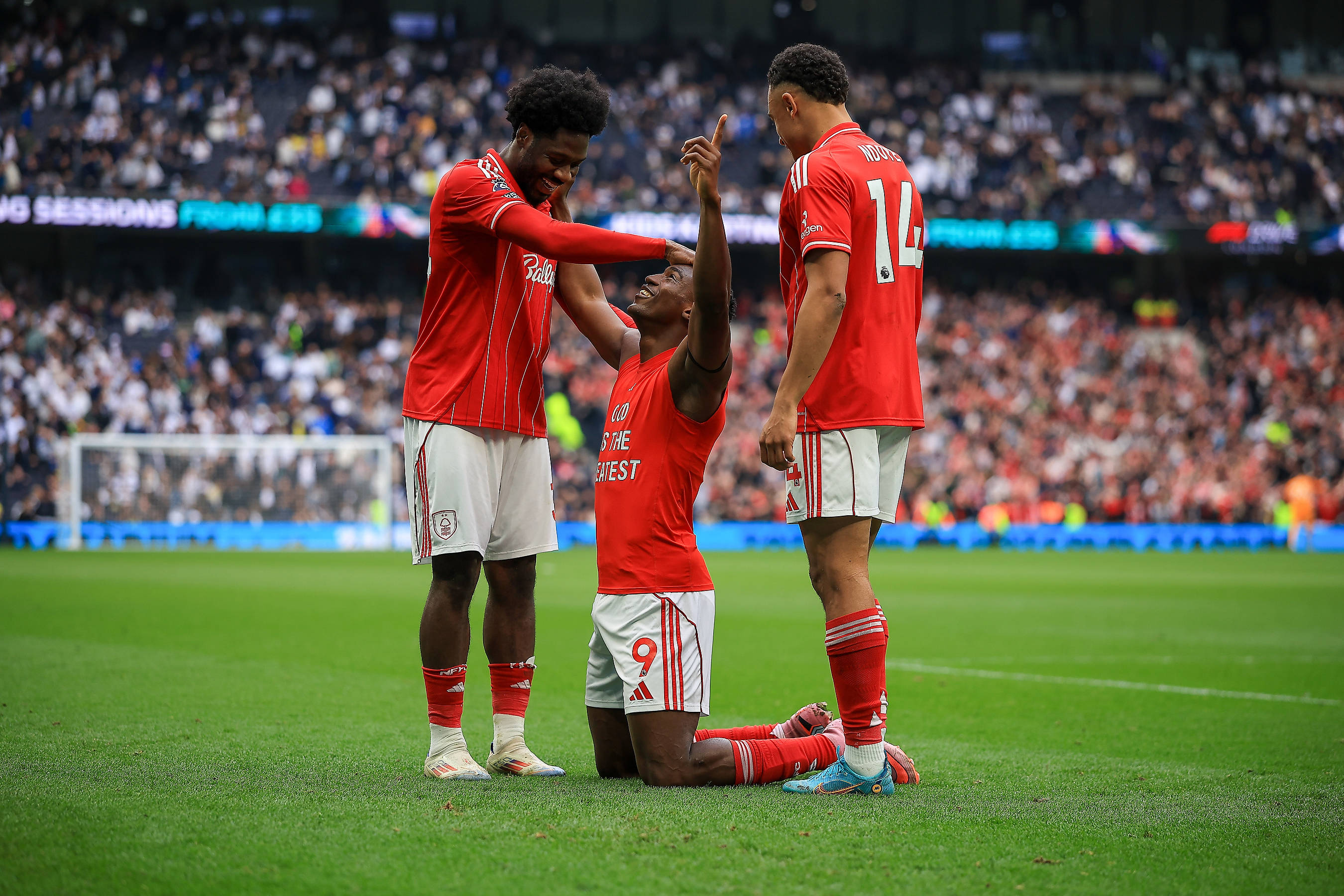 Nottingham Forest Forward Taiwo Awoniyi scores and celebrates