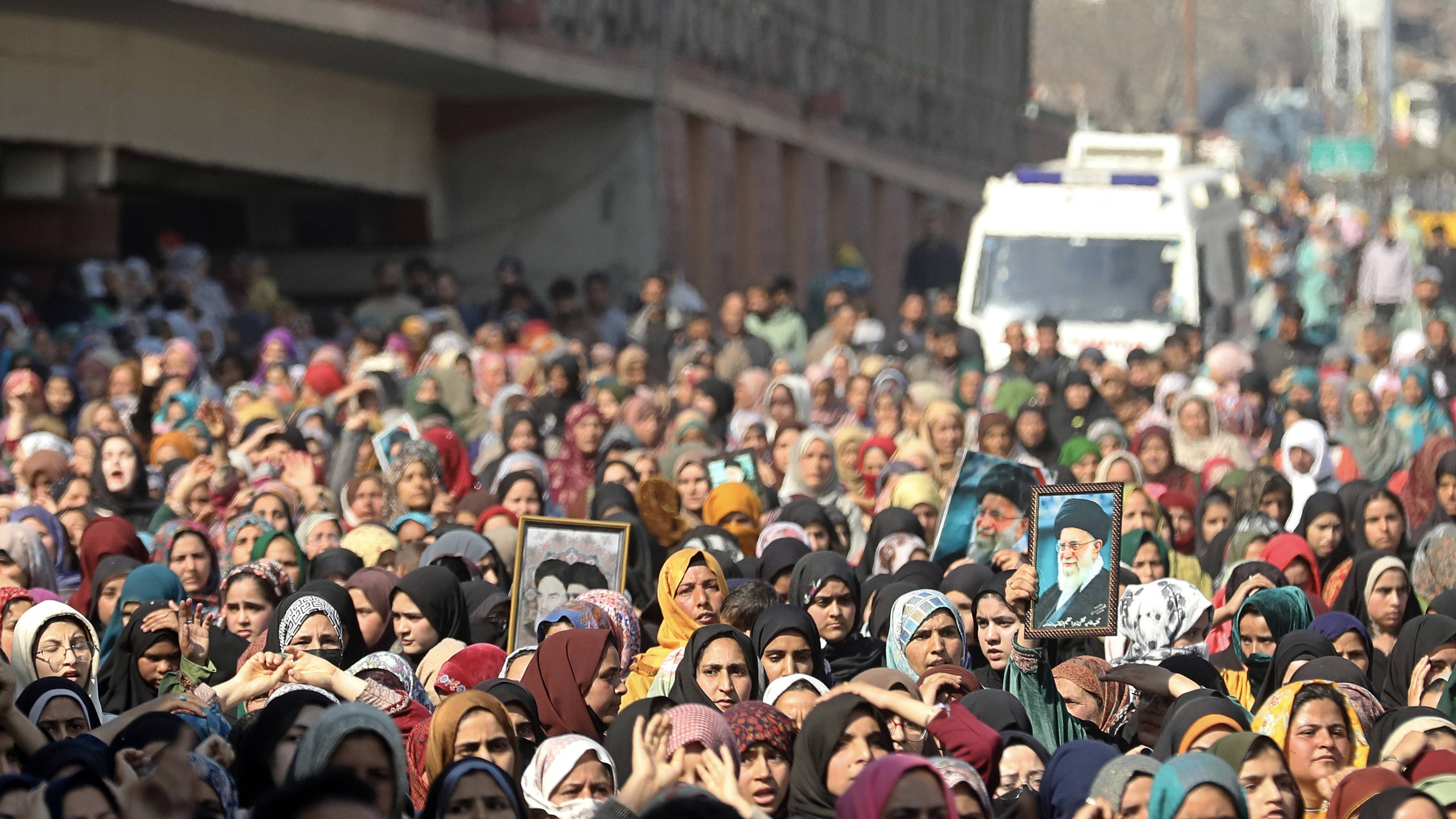 Protest after death of Iran's Supreme Leader Ayatollah Ali Khamenei in Srinagar, India
